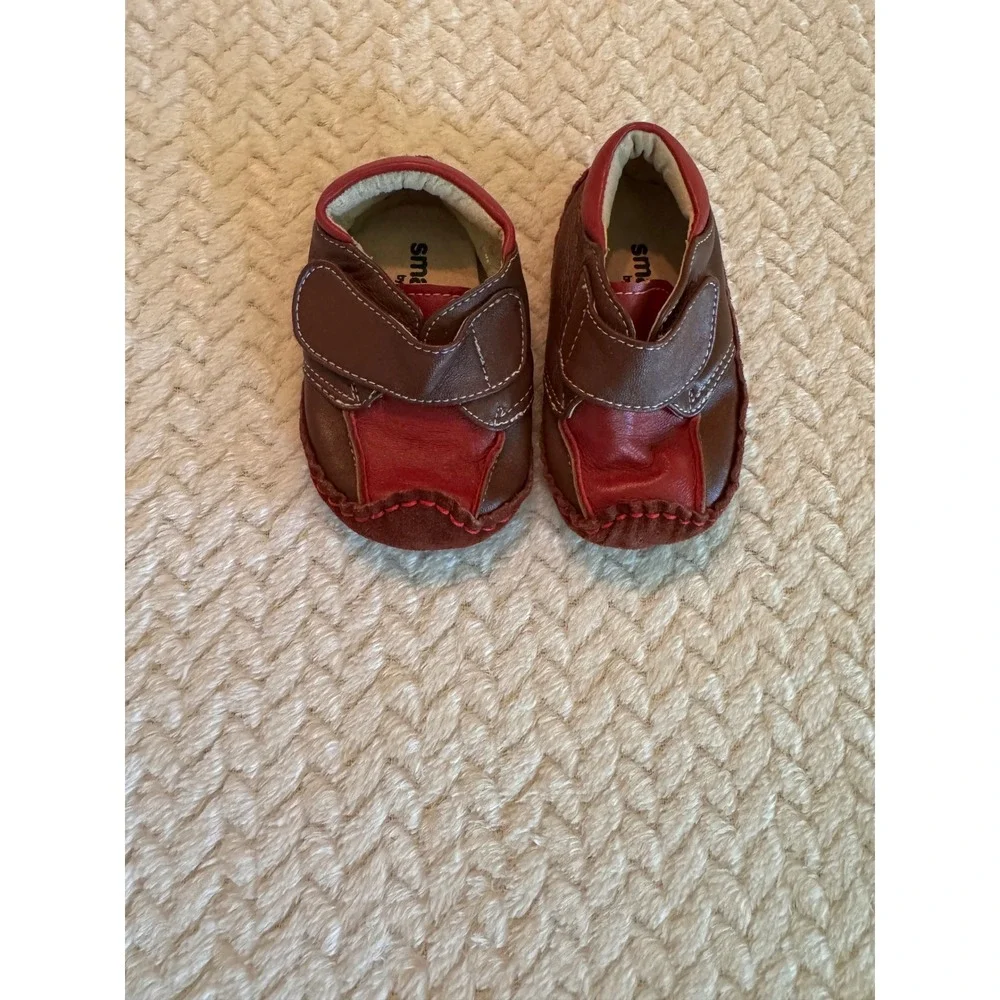 Smaller by See Kai Run Baby Boys Brown Red Leather Crib Shoes 9-12 Months